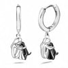 Two Tone Gold Silver Women And Dog Pendant Earrings Stainless Steel Small Hoop Earrings Animal Jewelry - Image 2