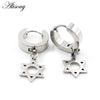 2PCS Stainless Steel Star Cross Snake Spike Skull Sword Blade Chain Feather Spider Dangle Women Men Huggie Hoop Earrings - Image 11