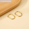 Oval Hoop Earrrings Stainless Steel Elliptic Shape Silver/Gold Color 20MM Big Round Clips Smooth Mental Ear - Image 1