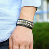 Black Leather Goth Square Washer Rivet Bracelet Cuff Wristband Gothic Punk Bracelets For Armbands Men Women - Image 3