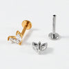 Clear Stone Labret Piercing Stud with Square Heart and Trapezoid Styles - Image 3