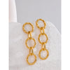 Stainless Steel Round Circle Link Long Drop Dangle Earrings Gold Pvd Plated Statement Jewelry Gift - Image 4
