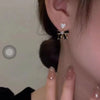 French Retro Romantic Zircon Heart Bow Pendant Dangle Earrings Jewelry Wedding Party Accessories For Women's - Image 2