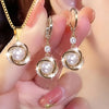 3pcs Shining Zircon Flower Jewelry Sets for Women Light Imitation Pearl Pendant Necklace Earrings Banquet Party Jewelry - Image 1