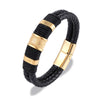 Punk Men Braided Blue Leather Bracelet Black Stainless Steel Magnetic Buckle Bracelet Gifts - Image 15