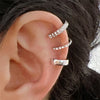 Geometric Double Layer Ear Cuff with Cubic Zirconia No Piercing Needed - Image 9