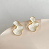 Irregular Metal White Cream Enamel Irregular Petal Flower Earrings for Women Girls Classic Jewelry Gifts - Image 8