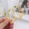 Gold Plated Women Jewelry Set Simple Lines Earrings Ring Colored Zircon Necklace Bangle For Wedding Party - Image 5