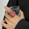 Colorful Rhinestones Ring Geometric Three-dimensional Finger Ring Elegant Jewelry Square Ring Women - Image 3