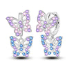 Colorful Cubic Zirconia Huggie Hoop Earrings in Flower Butterfly and Clover Designs - Image 17