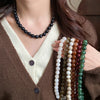 Multi-color Smudging Round Beads Acrylic Choers Necklaces Retro Smudging Resin Collarbone Chain Charms Party Jewelry Gifts M1 - Image 2