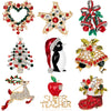 Christmas rhinestone cartoon animal brooch Christmas tree sleigh stars bells deer boots apple penguin wreath bird pin - Image 2