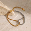 Two tone Chain Bracelet Gold and Silver Color blocked Women's Jewelry Gift for Her - Image 3