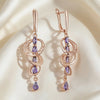 Shiny Purple Zircon Drop Earrings For Women Rose Gold Color Bride Wedding Jewelry Crystal Gift - Image 1
