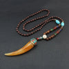 Vintage Handmade Necklace Nepal Buddhist Mala Wood Beads Pendant Necklace Ethnic Fish Horn Long Statement Men Women's Jewelry - Image 15