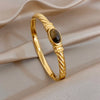 Vintage Gold Plated Stainless Steel Cuff Bangle for Women Stone Twisted Wrap Wristband Bracelets Party Jewelry - Image 8