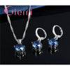 Silver Pendant Necklace Earrings For Women Engagement Jewelry Set Austrian Crystal - Image 4