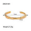 Classic Minimalist Gold Color Plated Inlay Zircon Hammer Patterned Circular Bracelets Stainless Steel Jewelry Party - Image 8