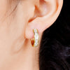 Gold Color Plated Stainless Steel Round Circle Earrings for Women Cubic Zirconia Hoop Earrings Jewelry - Image 2