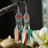 Boho Feather Long Leaf Tassel Drop Earrings For Women Geometric Rhinestone Crystal Beads Handmade Chain Wedding Earrings Jewelry - Image 8