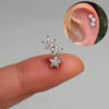 1PC Curved Cz Cartilage Stud Moon Leaf Helix Rook Conch Screw Back Earring Stainless Steel Ear Piercing Jewelry - Image 9