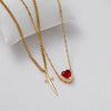 2PC Gothic Punk Sword Heart Creative Two Tone Couple Necklace Ladies Sparkling Heart Dagger Pendant Jewelry Gift - Image 5