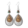 Retro Flower Hollow Round Earring for Women Geometric Gold Color Waterdrop Pendant Jewelry Ethnic Antique Jewelry - Image 9