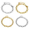 1PC Statement Stainless Steel Oval Chain Bracelet Punk Metal Chain Bracelet Handmade For Women Men Jewelry Gift 17.5cm - Image 3