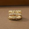 3PCS Star Shaped Synthetic Zirconia Bow Multi Layer Ring Women's Banquet Party Jewelry Accessories Gifts - Image 2