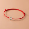 Silver Flowers Red Rope Clover Adjustable Bracelet For Women Jewelry Minimalist Accessories - Image 3