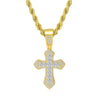 Hip Hop Cross Necklace For Men Cubic Zirconia Iced Out Pendant Gold Color Stainless Steel Rope Chain On Neck Jewelry - Image 7