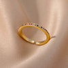 Thin Cubic Zirconia Stacking Ring in Gold-Tone Stainless Steel Adjustable - Image 3