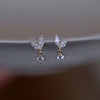 Waterdrop Leaf Stud Earrings with Cubic Zirconia Accents - Image 3