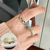 Silver Open Finger Ring Golden Enamel Donut Dazzling Geometric Punk For Women Jewelry Gift - Image 12