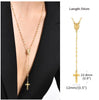 Beaded Long Chain Y Shape Necklace For Women, Minimalist Drop Bar Pendant Choker Necklaces, Clavicle Chain Jewelry - Image 11