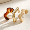 Yupsk 3Pcs Irregular Wavy Cuff Bangle Set For Women Resin Chunky Wave Stackable Bracelets Minimalist Wristband Jewelry - Image 5