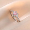 Charm Pink Heart Zircon Rings for Women Silver Color Stainless Steel Crystal Necklace Jewelry Set Gift Colorfast - Image 4