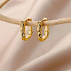 Stainless Steel Hoop Earrings For Women Gold Color Geometric Square Zircon Earring Female Wedding Aesthetic Jewerly Gift - Image 7