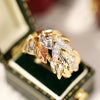 Three-tone Leaf Design Finger Rings for Women Inlaid Dazzling Cubic Zirconia Wedding Band Lady Jewelry - Image 5