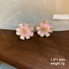Flower Hanging Earrings for Women Pink White Color Translucent Petals Crystal Imitation Pearl Female Dangle Earrings - Image 6