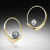 Minimalist Hoop Earrings with Grey Imitation Pearl Statement Circle Earrings for Women Daily Wear Modern Jewelry - Image 2