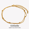 Double Layered Round Bead Snake Chain Gold Plated Jewelry 316L Stainless Steel Anklet Gift - Image 1
