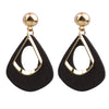 Vintage Hollow Water Droplet Dangle Earrings for Women Metal Wood Double Layer Hollow Out Geometric Drop Earrings Jewelry - Image 3