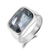 Rectangular Cubic Zirconia Stainless Steel Ring in Multiple Stone Colors - Image 13