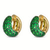 Gold Color Green CZ Hoops Earrings Woman Circle Party Daily Wear - Image 1