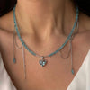 Crystal Heart Pendant Choker Necklace with Tassel Drop - Image 7