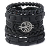 5pcs Punk rock black leather braid bracelet for men women - Image 8