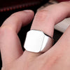 Wide Square Signet Ring for Men in Stainless Steel - Image 3
