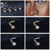 ZS 3-4Pcs/lot Gold Color Stainless Steel Nose Stud Set Heart Star Round Crystal Nose Piercing L Shape Nostril Piercing 18g/20g - Image 4