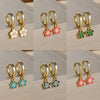 2PCS Stainless Steel Hoop Earrings for Women Girls Colorful Enamel Flowers Pendant Small Huggie Earring Piercing Jewelry - Image 1